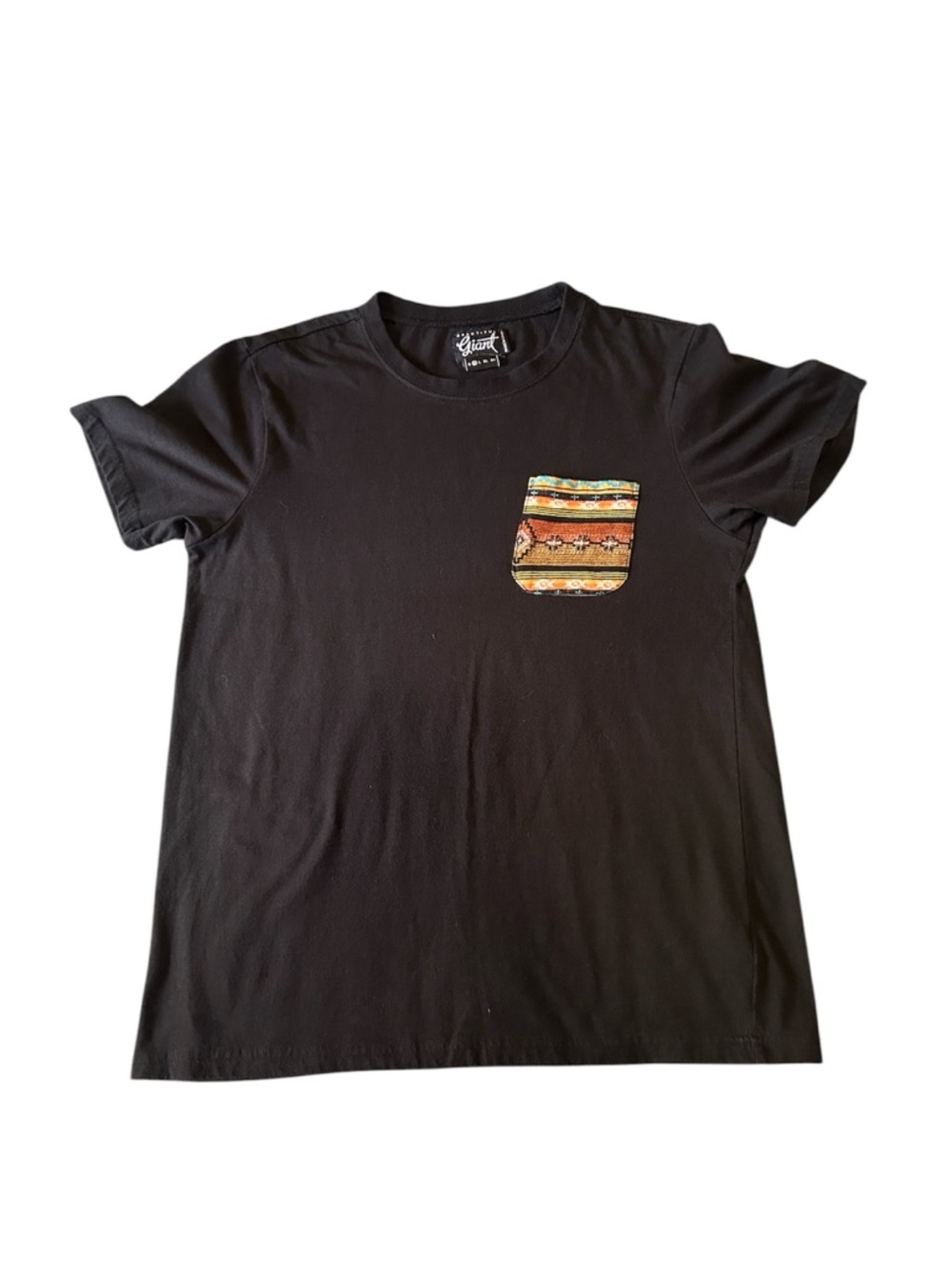 Beautiful Giant Men's Black Pocket Tee Southwestern Tribal Print Size Medium